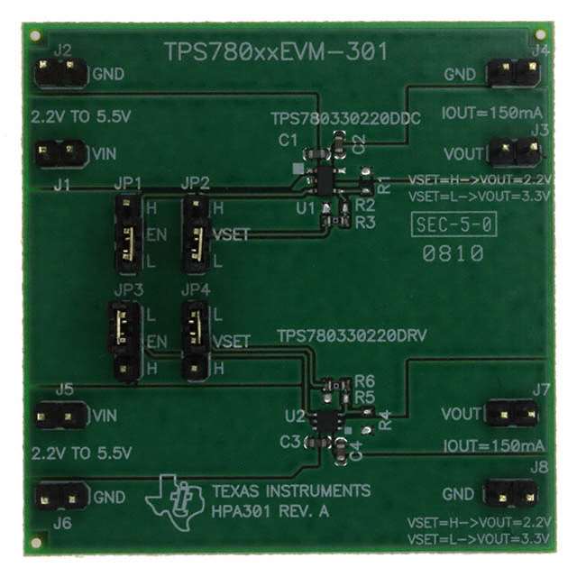 TPS780XXEVM-301 Texas Instruments  Cartes d'évaluation - Régulateurs de tension linéaires